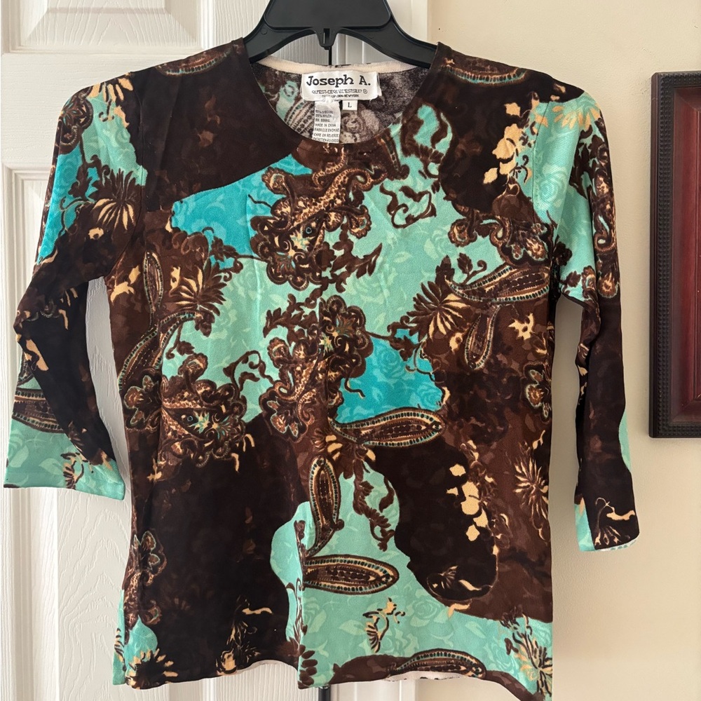 Joseph A Women's Brown and Teal Top